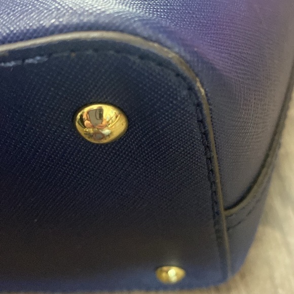 Anne Klein Dark Blue Faux Leather Tote Bag Purse with attached pouch - Picture 11 of 11